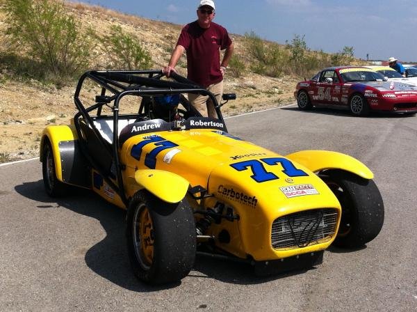 My son on the grid at Eagle's Canyon SCCA race, before the lime green paint.