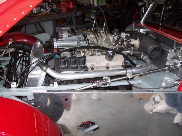 engine of the red roadster