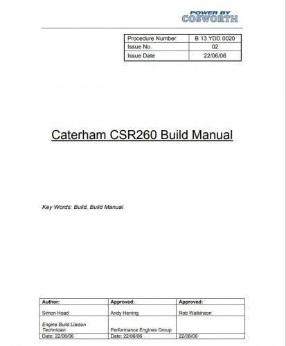 More information about "CSR260 Engine Build Manual"