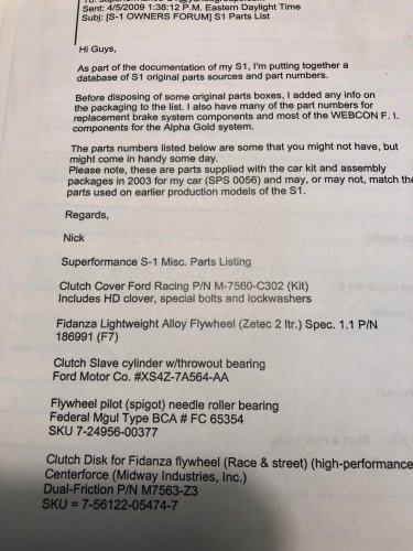 More information about "Superformance S1 Common Parts Listing"