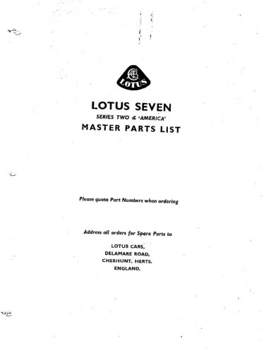 More information about "Lotus Seven S2 Master Parts List"