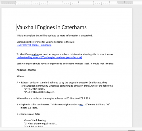 More information about "Identifying which Vauxhall Engine was installed in a Caterham"