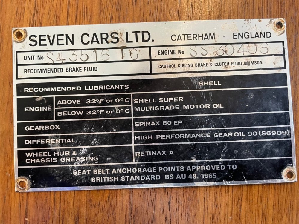 Early Lotus Seven Identification - Plates, Chassis Numbers, Frame 