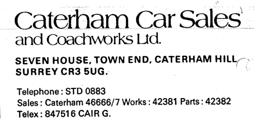 More information about "1987 Caterham Cars - Option and Price List"